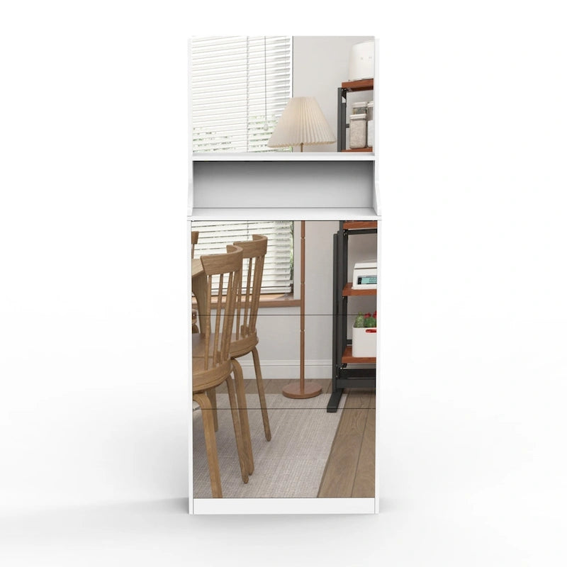 Vertical Shoe Cabinet with 3 Mirrors for Entryway