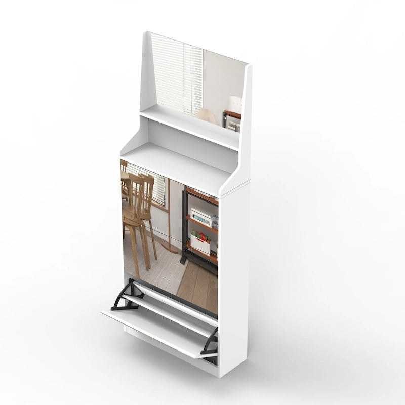 Vertical Shoe Cabinet with 3 Mirrors for Entryway