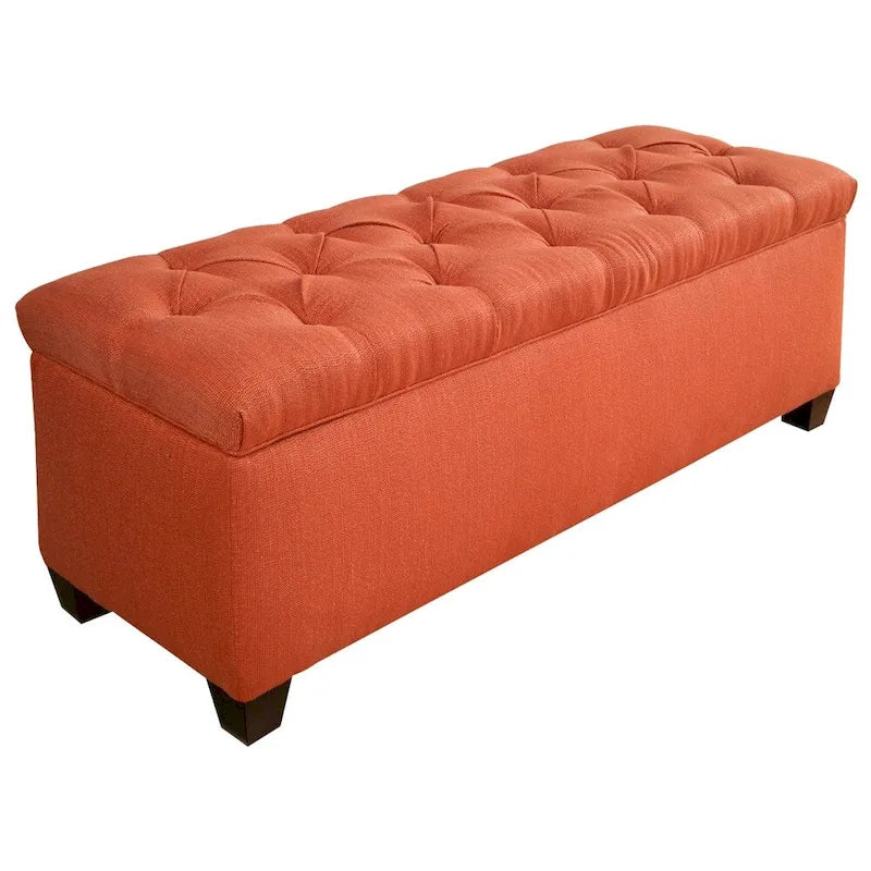 Diamond Tufted Linen & Shoe Storage Bench