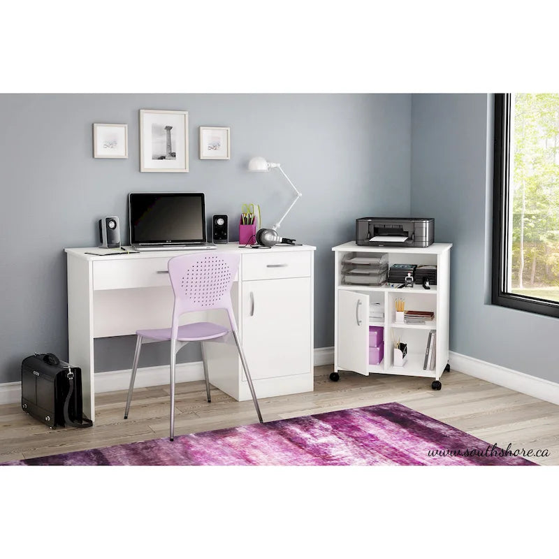 Printer Stand with Cabinet and Open Shelf