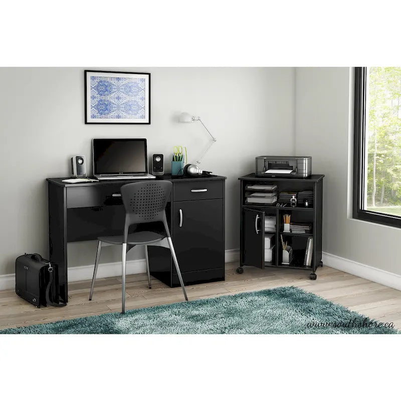 Printer Stand with Cabinet and Open Shelf