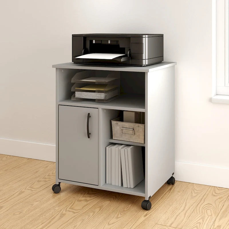 Printer Stand with Cabinet and Open Shelf