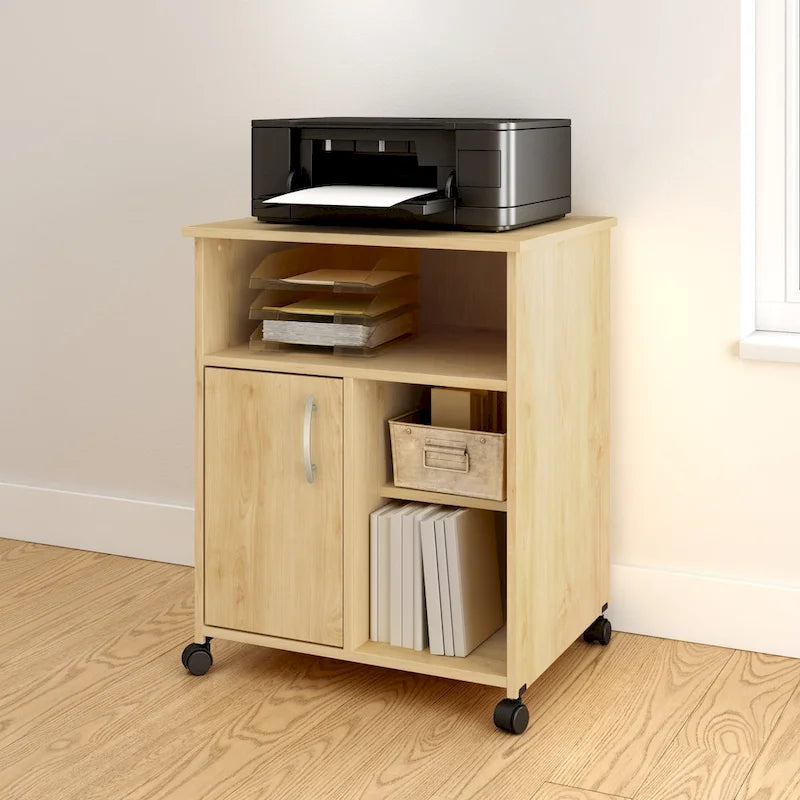Printer Stand with Cabinet and Open Shelf
