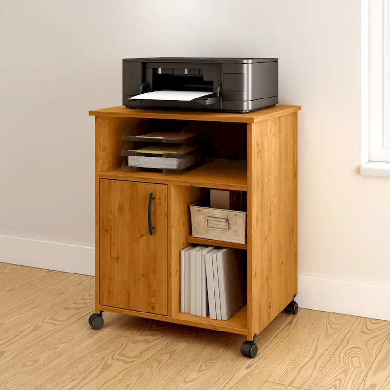 Printer Stand with Cabinet and Open Shelf