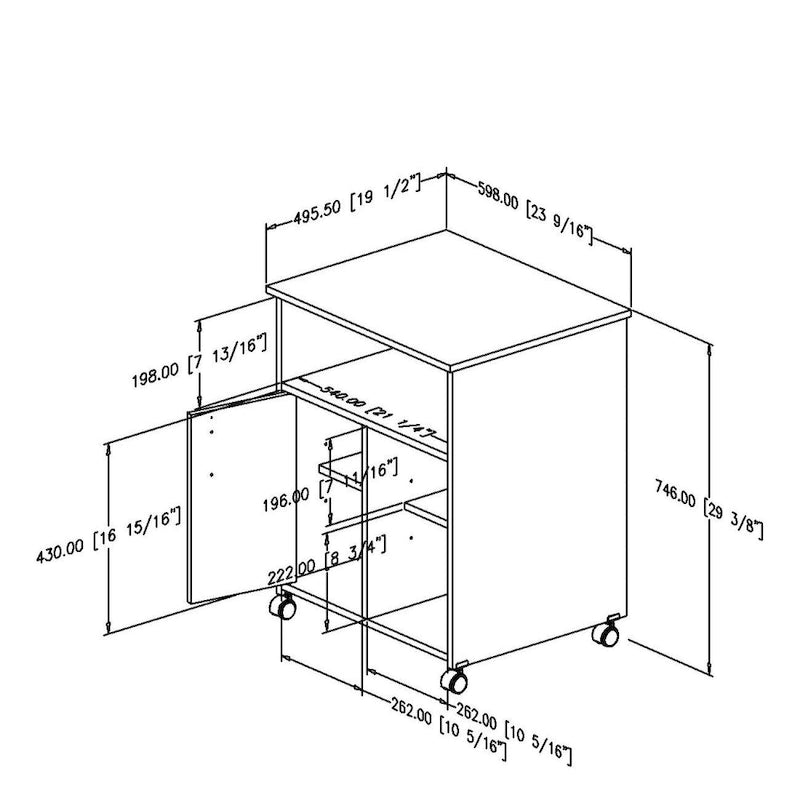 Printer Stand with Cabinet and Open Shelf