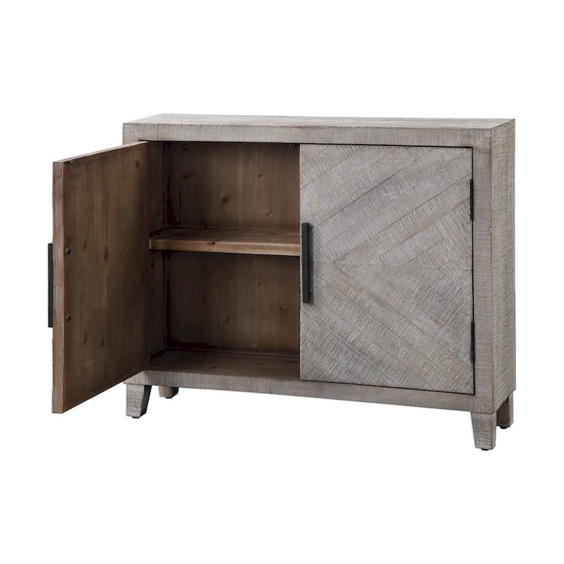 White Washed Farmhouse Accent Cabinet