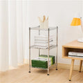 3-Tier Steel Wire Shelving Tower Kitchen Storage Shelf, Silver - 11.81 x 11.81 x 23.62