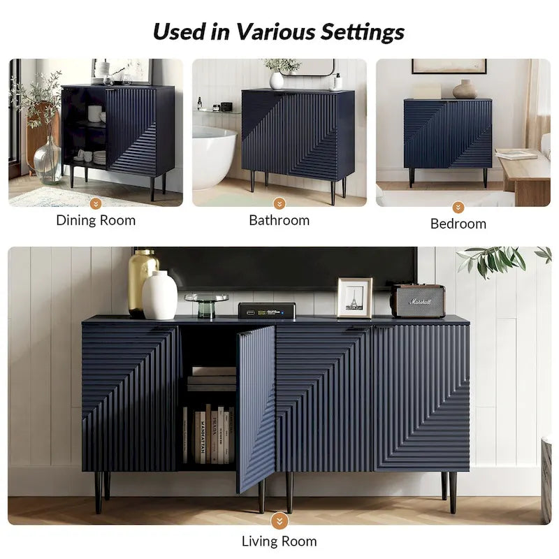 Mid-Century Storage Cabinet with Adjustable Shelves & Iron Legs