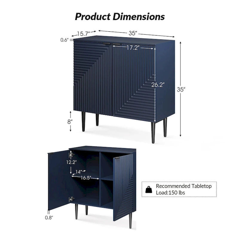 Mid-Century Storage Cabinet with Adjustable Shelves & Iron Legs