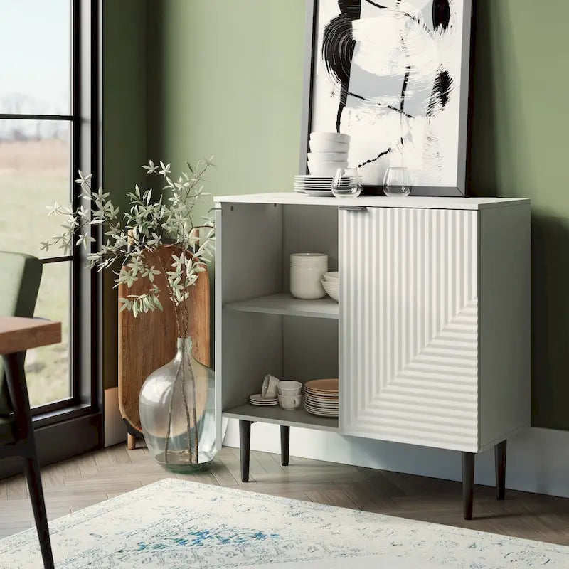 Mid-Century Storage Cabinet with Adjustable Shelves & Iron Legs