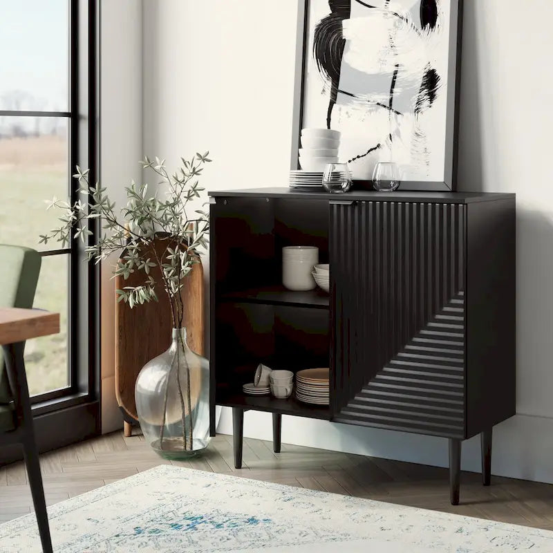 Mid-Century Storage Cabinet with Adjustable Shelves & Iron Legs