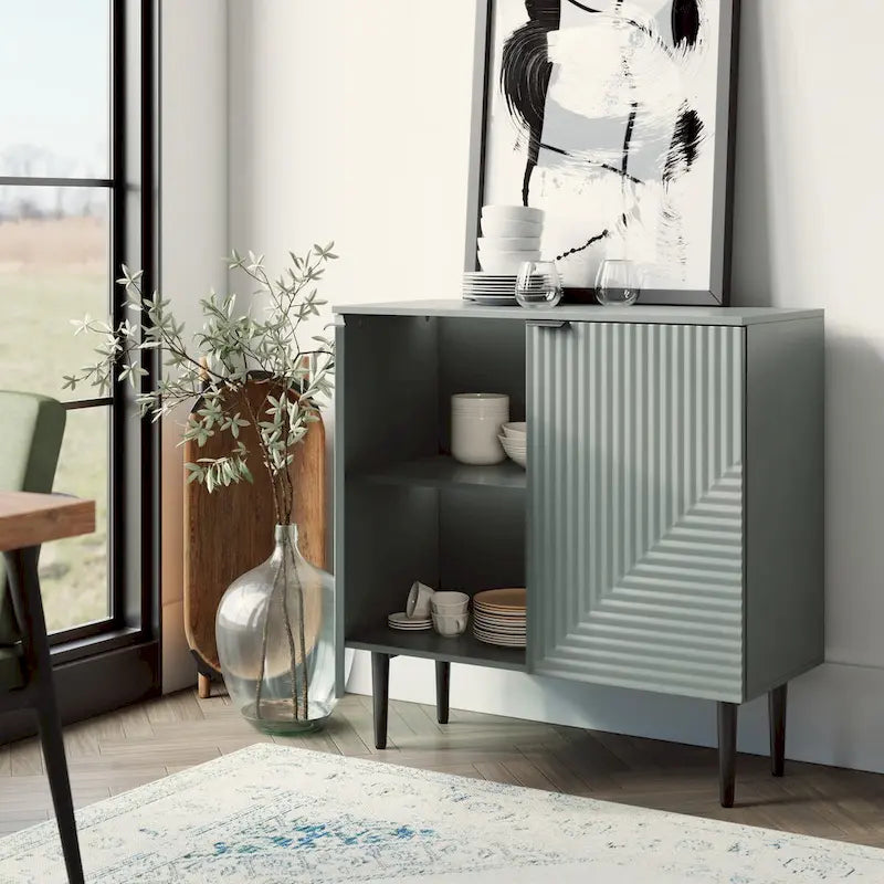 Mid-Century Storage Cabinet with Adjustable Shelves & Iron Legs