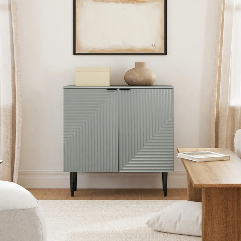 Mid-Century Storage Cabinet with Adjustable Shelves & Iron Legs