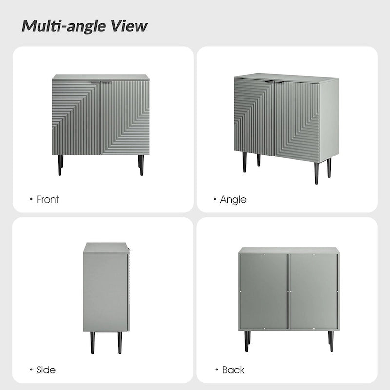 Mid-Century Storage Cabinet with Adjustable Shelves & Iron Legs