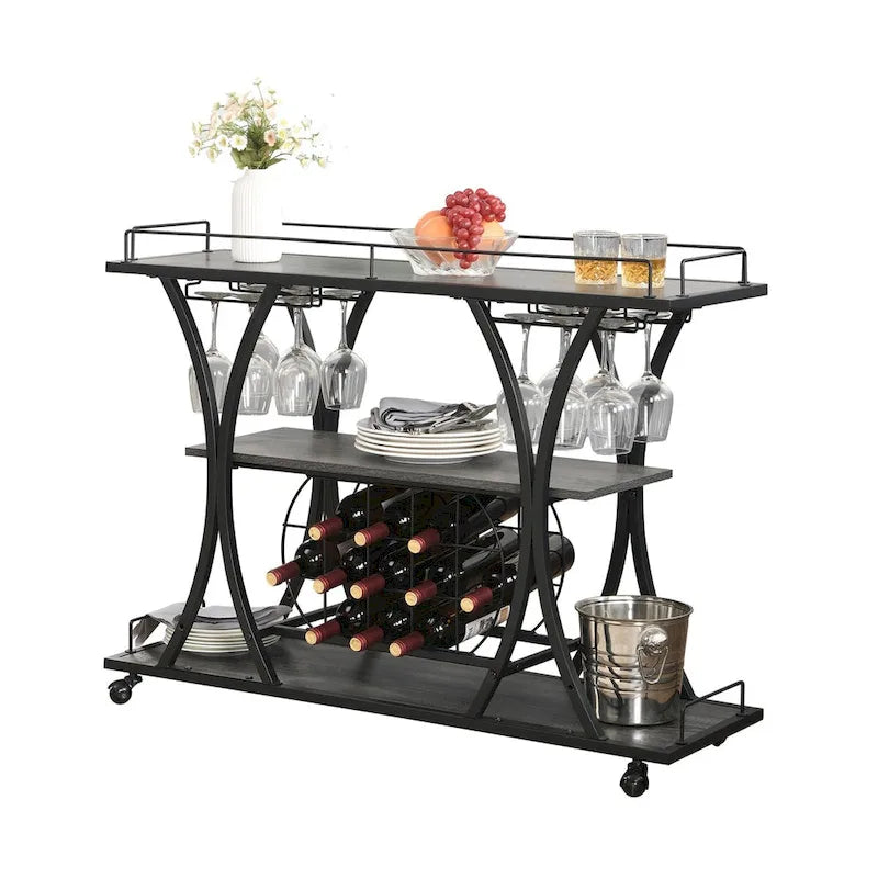 Industrial Bar Cart Kitchen Bar&Serving Cart for Home with Wheels