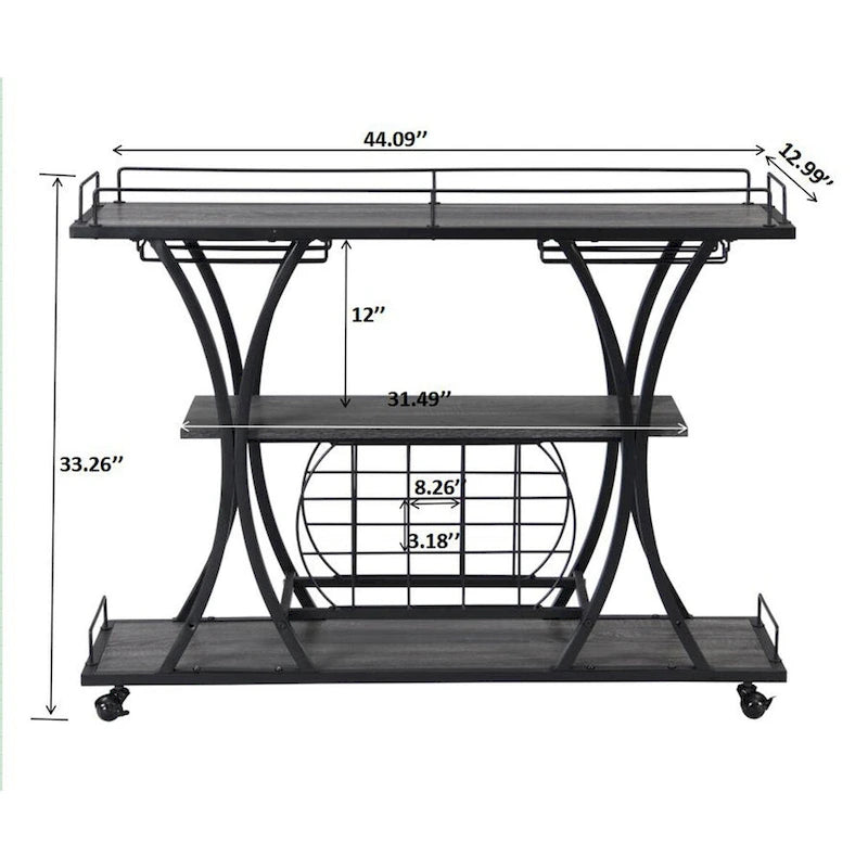 Industrial Bar Cart Kitchen Bar&Serving Cart for Home with Wheels