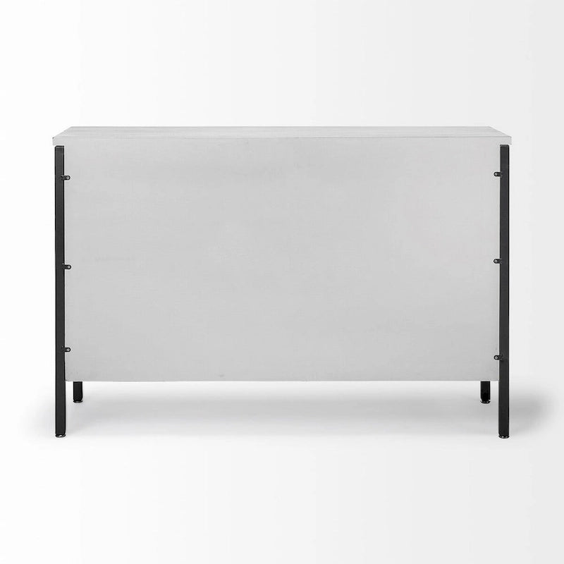 White Fir Veneer 3-Door Accent Cabinet with Iron Frame