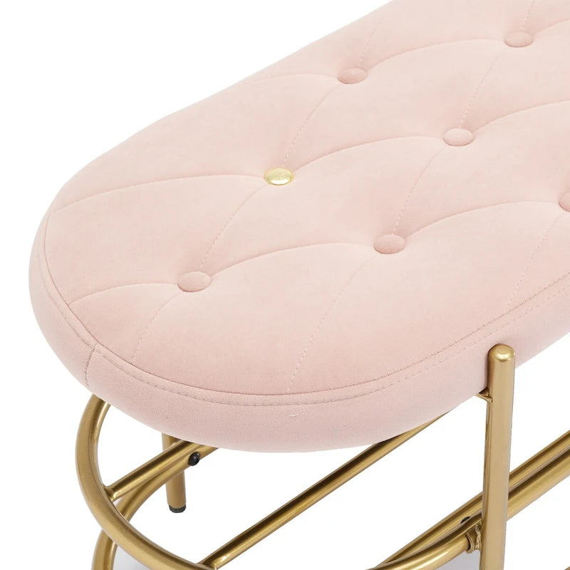 Velvet Home Storage Soft Bag Cushion Iron Art Shoe Changing Round Bench