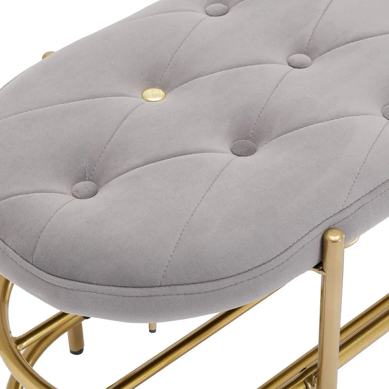 Velvet Home Storage Soft Bag Cushion Iron Art Shoe Changing Round Bench