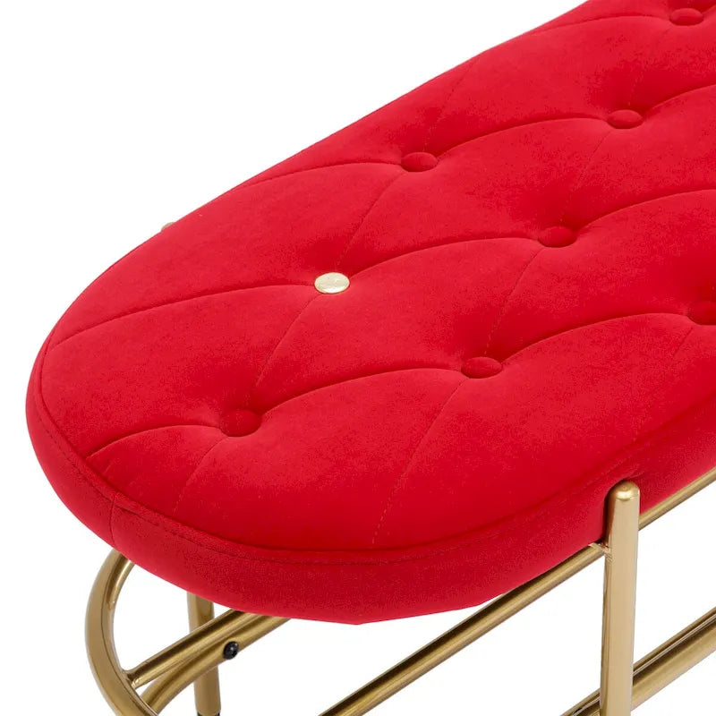 Velvet Home Storage Soft Bag Cushion Iron Art Shoe Changing Round Bench