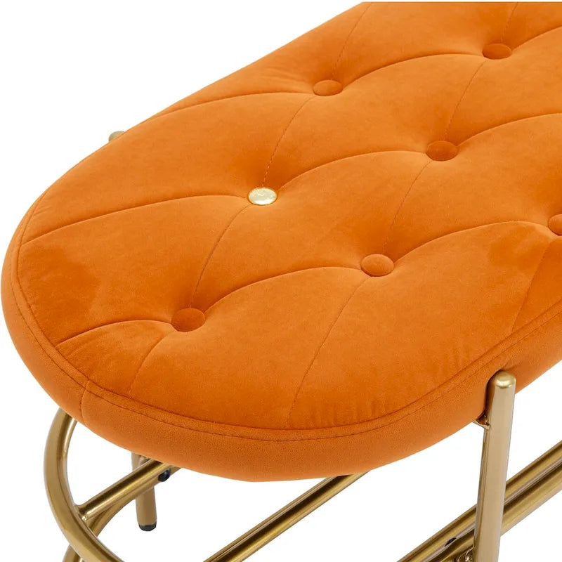 Velvet Home Storage Soft Bag Cushion Iron Art Shoe Changing Round Bench