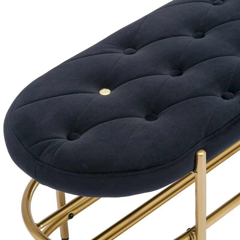 Velvet Home Storage Soft Bag Cushion Iron Art Shoe Changing Round Bench