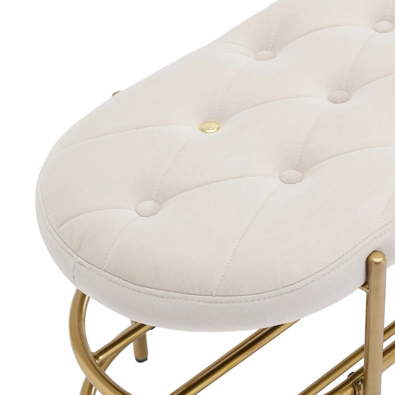 Velvet Home Storage Soft Bag Cushion Iron Art Shoe Changing Round Bench
