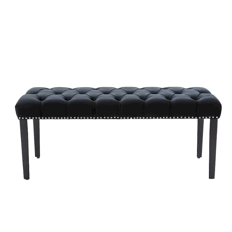 Upholstered Tufted Bench Ottoman,Velvet Dining Bench Bedroom Bench Footrest Stool Accent Bench for Entryway Dining Room