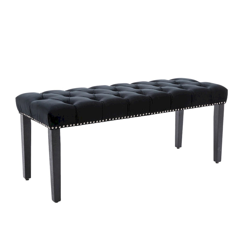 Upholstered Tufted Bench Ottoman,Velvet Dining Bench Bedroom Bench Footrest Stool Accent Bench for Entryway Dining Room