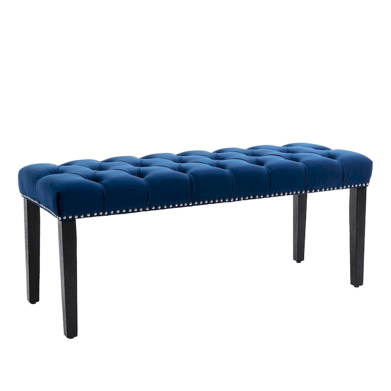 Upholstered Tufted Bench Ottoman,Velvet Dining Bench Bedroom Bench Footrest Stool Accent Bench for Entryway Dining Room