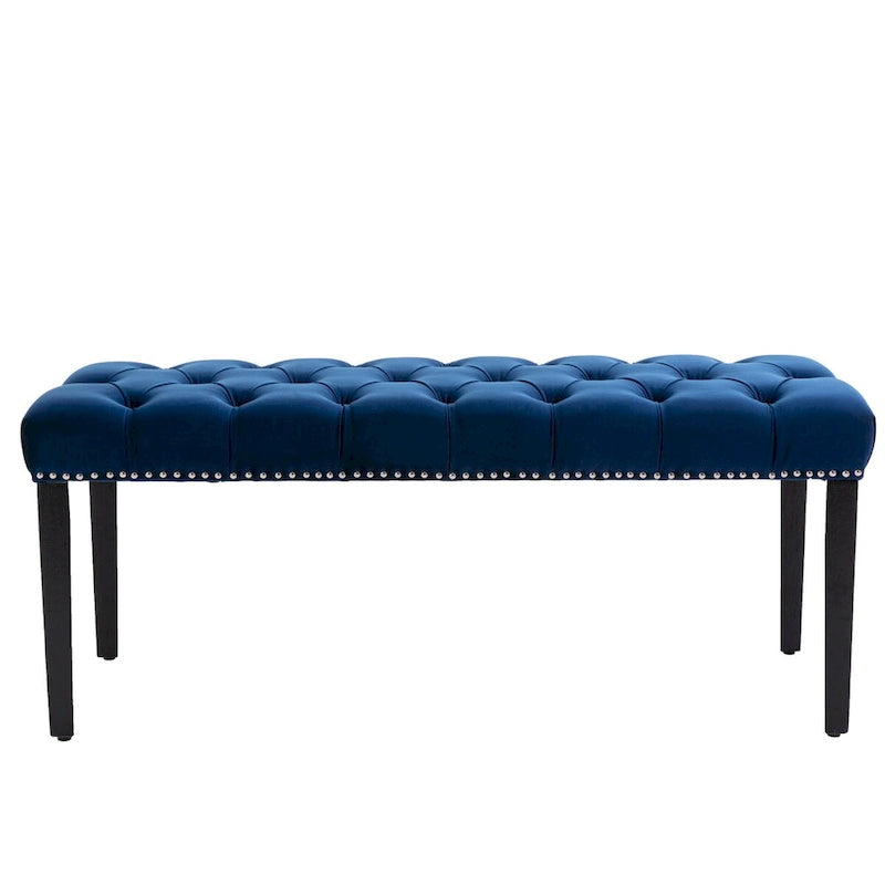 Upholstered Tufted Bench Ottoman,Velvet Dining Bench Bedroom Bench Footrest Stool Accent Bench for Entryway Dining Room