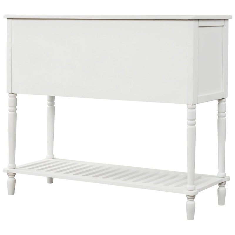 Sideboard Console Table with Bottom Shelf, Farmhouse Wood/Glass Buffet Storage Cabinet Living Room (Antique Grey)