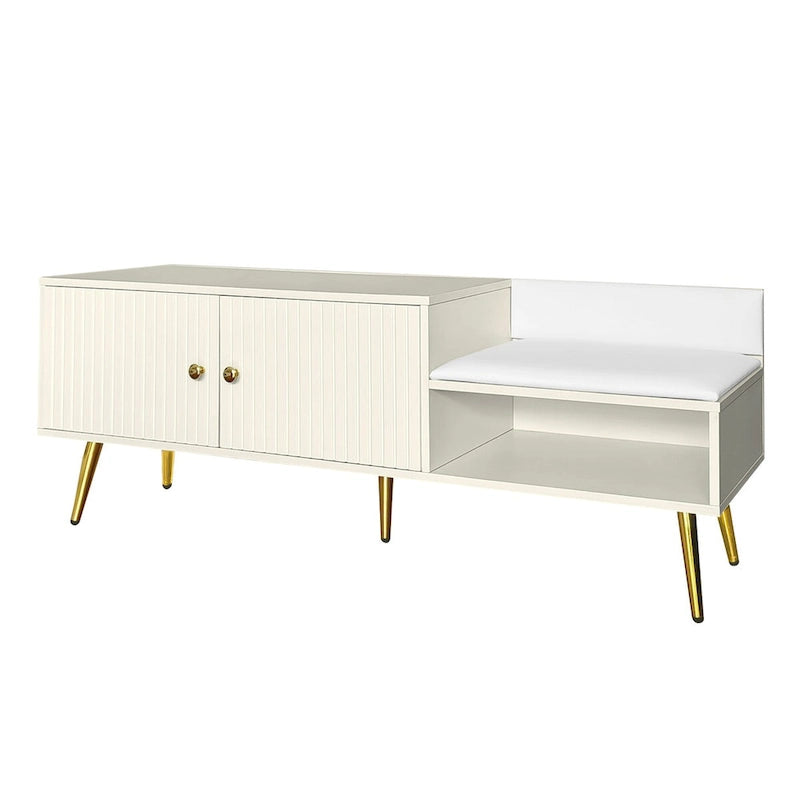 54.3 Shoe Storage Bench with Hidden Storage and Upholstered Cushions for Bedside