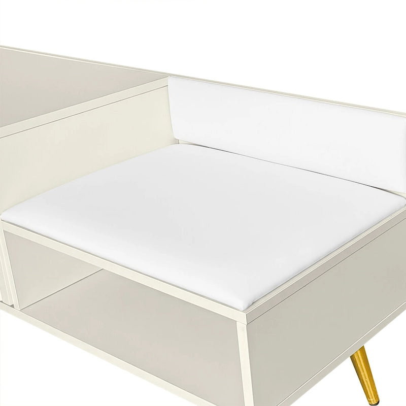 54.3 Shoe Storage Bench with Hidden Storage and Upholstered Cushions for Bedside