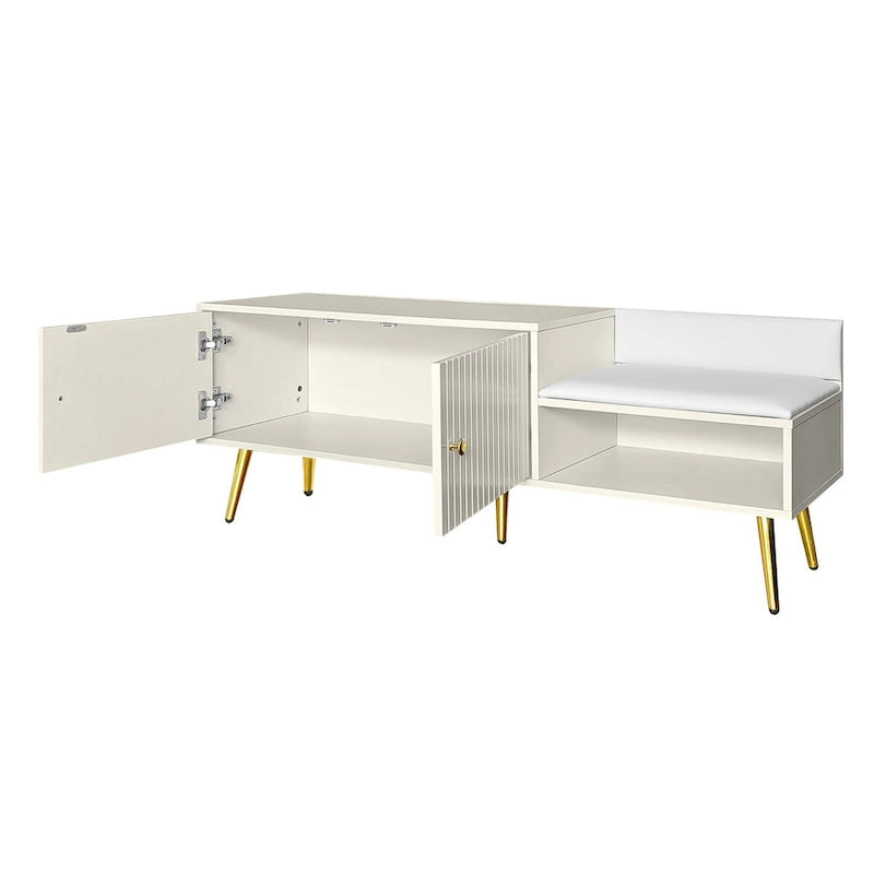 54.3 Shoe Storage Bench with Hidden Storage and Upholstered Cushions for Bedside