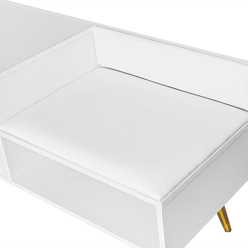 54.3 Shoe Storage Bench with Hidden Storage and Upholstered Cushions for Bedside