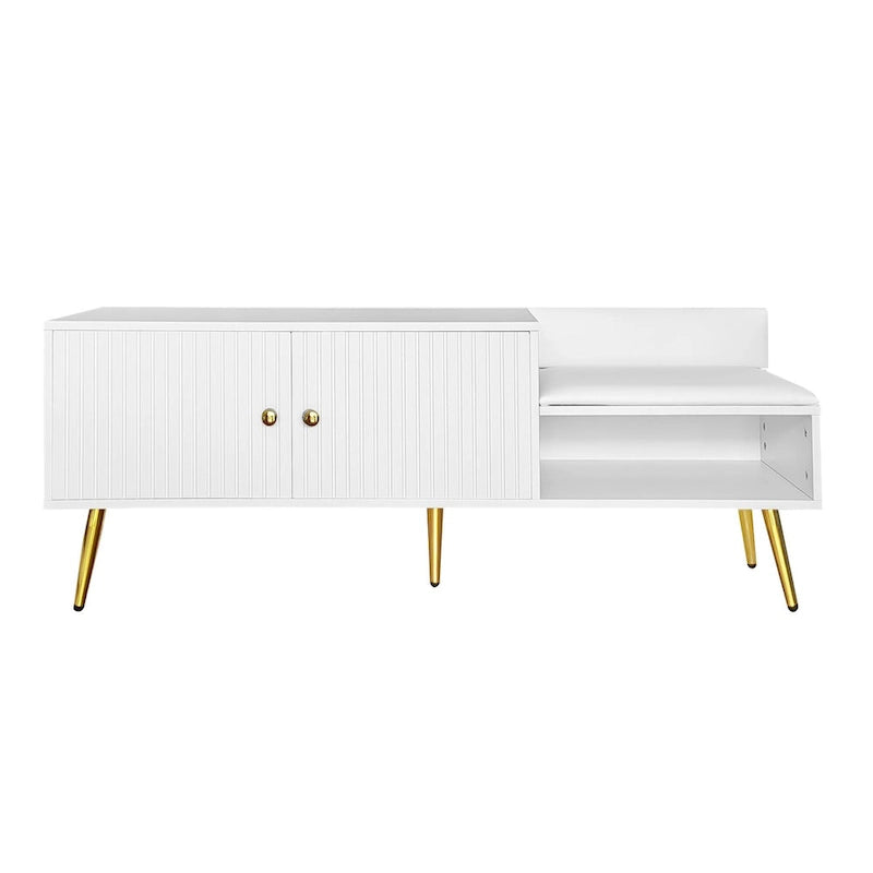 54.3 Shoe Storage Bench with Hidden Storage and Upholstered Cushions for Bedside
