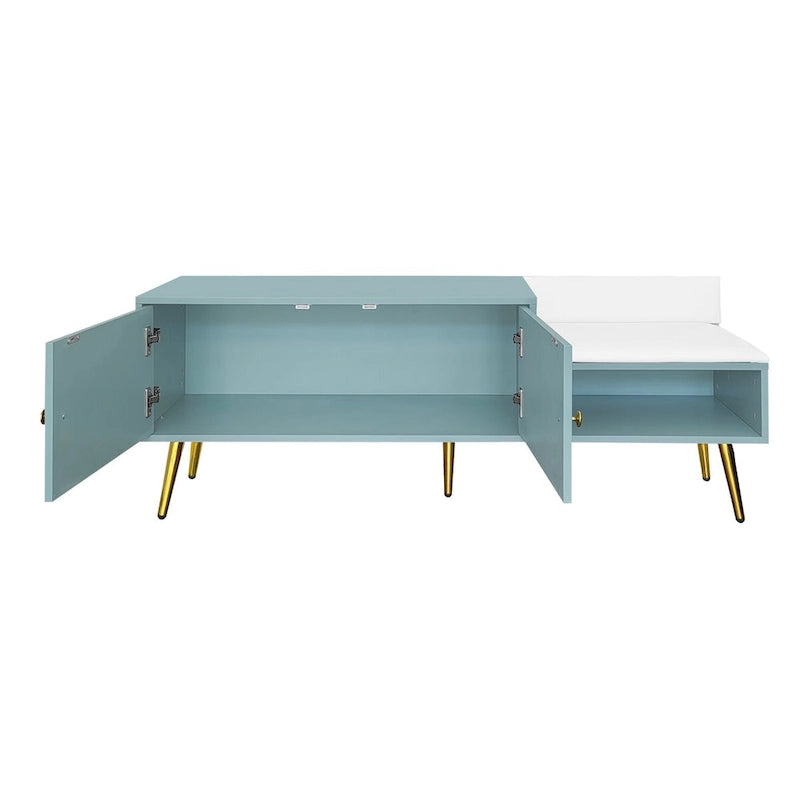 54.3 Shoe Storage Bench with Hidden Storage and Upholstered Cushions for Bedside