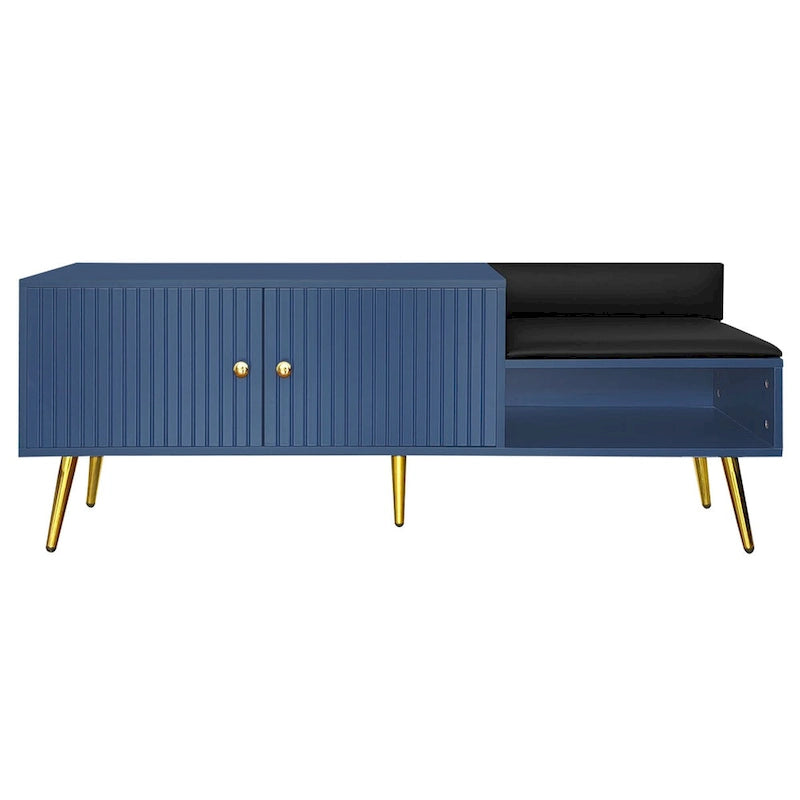 54.3 Shoe Storage Bench with Hidden Storage and Upholstered Cushions for Bedside
