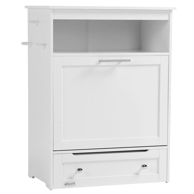 Pet Feeder Station Storage Cabinet, Dog Food Storage Container with Dog Raised Bowls and Hanger for Feeding & Watering Supplies