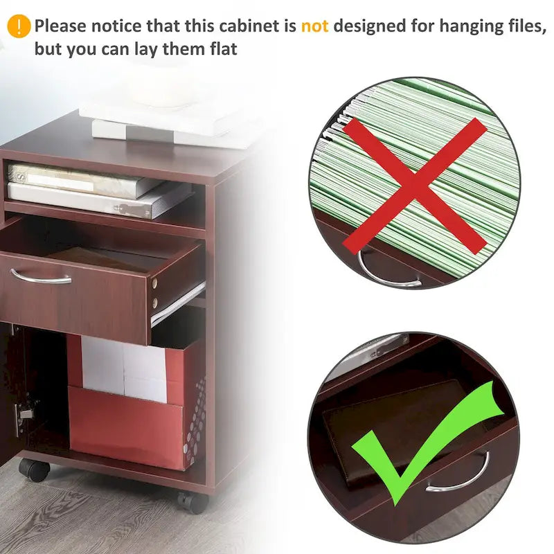 Mobile Storage Cabinet Organizer with Drawer and Cabinet