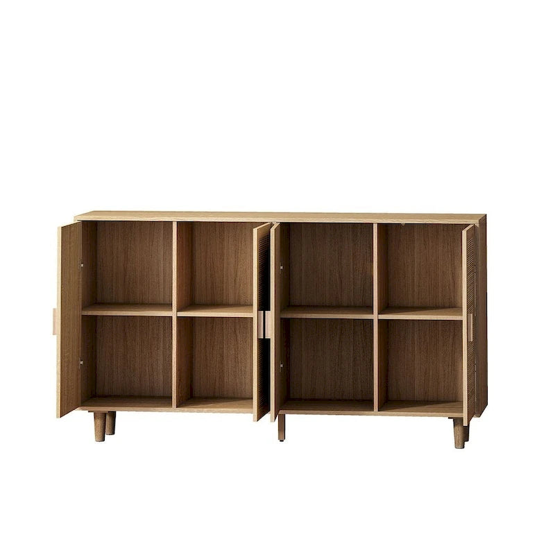 Rattan Decorative 4 Doors Freestanding Storage Cabinet