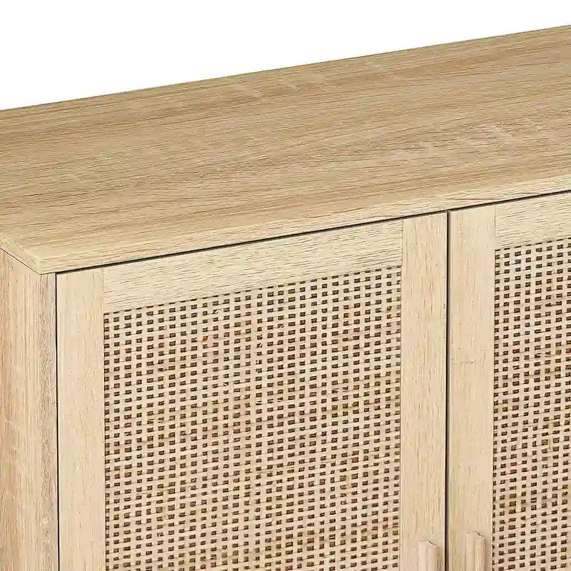 Rattan Decorative 4 Doors Freestanding Storage Cabinet