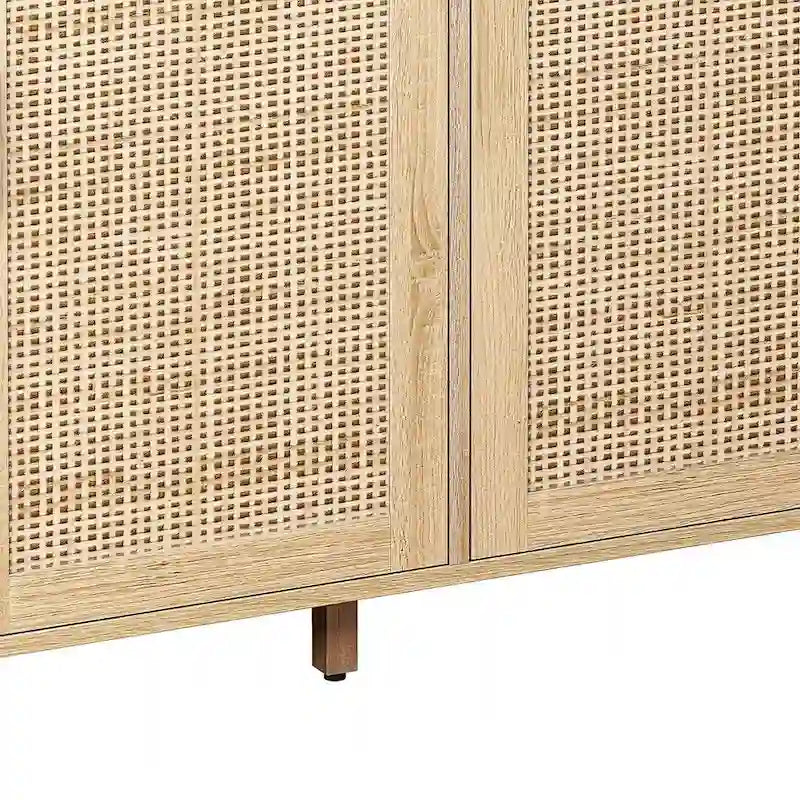 Rattan Decorative 4 Doors Freestanding Storage Cabinet