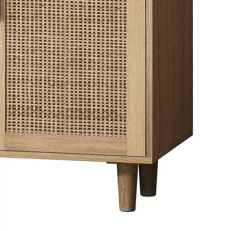 Rattan Decorative 4 Doors Freestanding Storage Cabinet