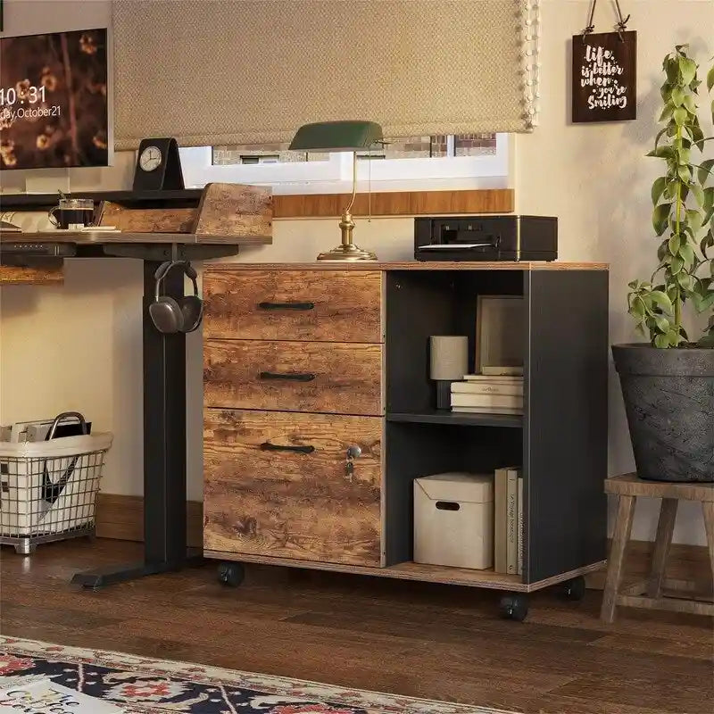 3-Drawer Mobile File Cabinet - 14.2D x 31.5W x 25.4H