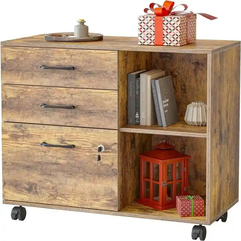 3-Drawer Mobile File Cabinet - 14.2D x 31.5W x 25.4H