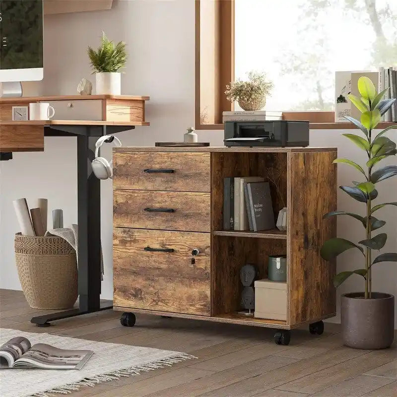 3-Drawer Mobile File Cabinet - 14.2D x 31.5W x 25.4H