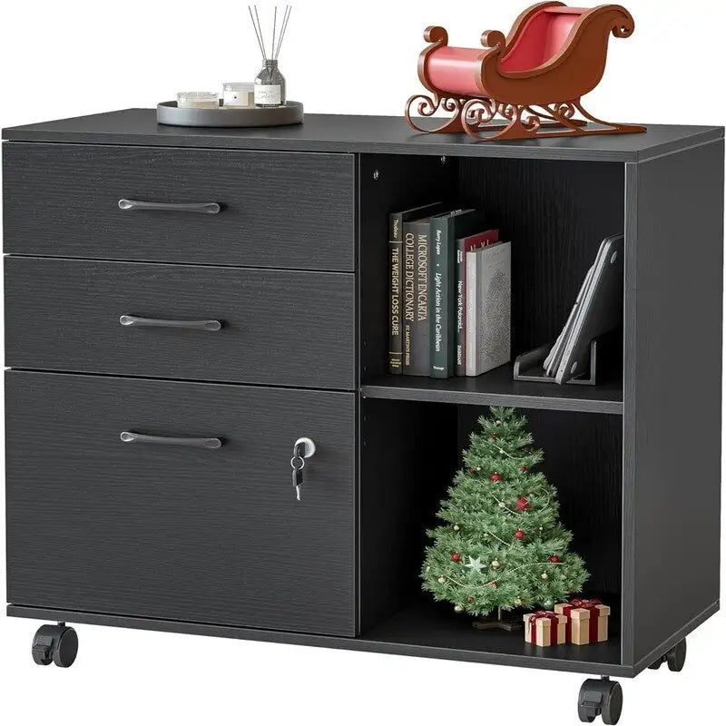 3-Drawer Mobile File Cabinet - 14.2D x 31.5W x 25.4H