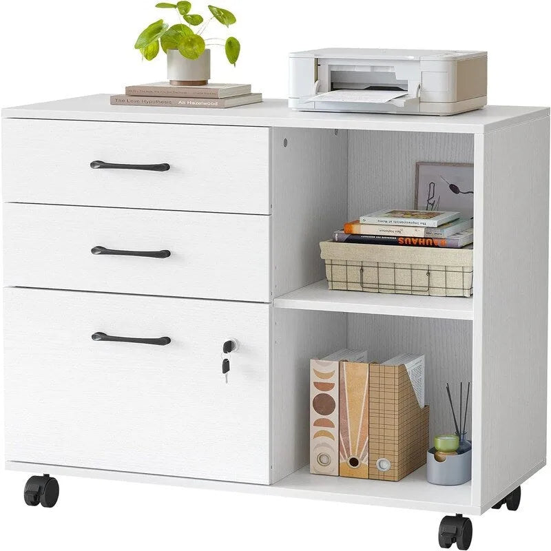 3-Drawer Mobile File Cabinet - 14.2D x 31.5W x 25.4H
